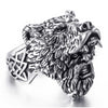 Viking Bear Warrior Titanium Black and Silver Ring