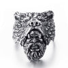 Viking Bear Warrior Titanium Black and Silver Ring