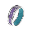 12mm 925 Sterling Silver Purple Leather Inlay Unisex Wedding Band - Innovato Store