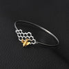 Stainless Steel Silver Honeycomb and Bee Charm Bracelet
