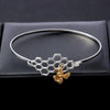 Stainless Steel Silver Honeycomb and Bee Charm Bracelet