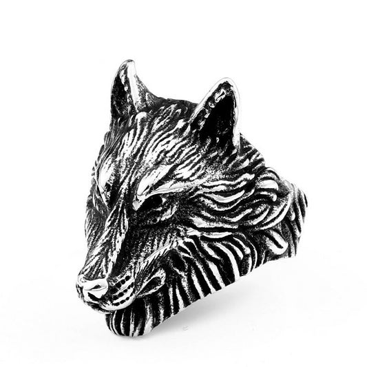 Viking Wolf Head Amulet Ring For Men