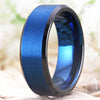 8mm Blue Brushed Matte & Black Tungsten Carbide Wedding Band