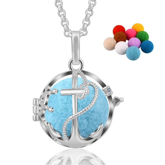 Anchor Aromatherapy Diffuser Locket Pendant Necklace