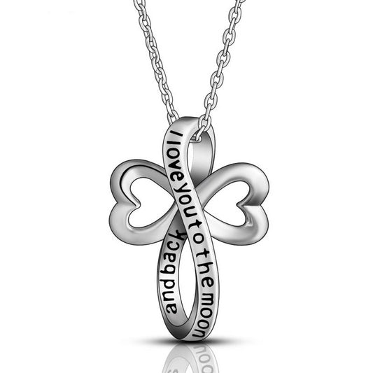 925 Sterling Silver Eternal Love Heart Cross Pendant Necklace