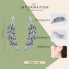 925 Sterling Silver Vintage Feather Wings Long Drop Earrings