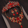 Baroque Gold, Rhinestone and Red Crystal Tiara, Necklace & Earrings Jewelry Set