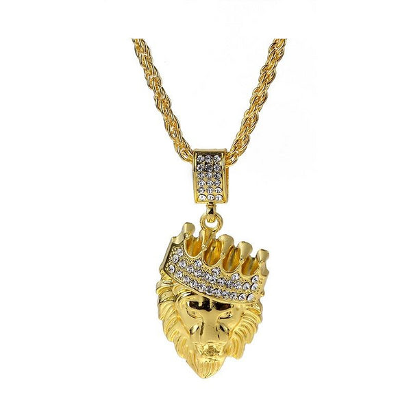 Hip Hop Lion with Crown Pendant Necklace for Women’s Jewelry