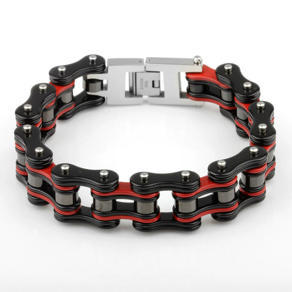 Biker Men's Red and Black Motorcycle Chain Bracelet