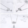 925 Sterling Silver Lotus Flower with Clear Cubic Zircon Pendant Necklace