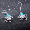 925 Sterling Silver Blue Fire Opal Dangle Earrings For Women