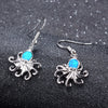 925 Sterling Silver Blue Fire Opal Dangle Earrings For Women