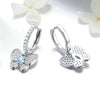 925 Sterling Silver Dazzling Clear and Blue Cubic Zirconia Butterfly Drop Earrings