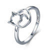 925 Sterling Silver High Polished Shiny Ring for Women with Cat and Heart Central Figure Design - Innovato Store