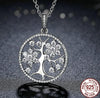 925 Sterling Silver Tree of Life Round Pendant Necklace