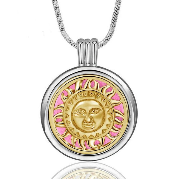 Two Tone Sun Aromatherapy Pendant Necklace