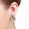 Black & Silver Dog Paw Stud Earrings Women’s Jewelry