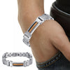 Silver Plated with Carbon Fiber Magnetic Bracelet
