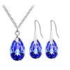 Austrian Crystal Teardrop Necklace & Earrings Jewelry Set