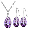 Austrian Crystal Teardrop Necklace & Earrings Jewelry Set