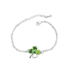 Green Austrian Crystal Four Leaf Clover Link Bracelet