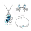 Austrian Crystal Butterfly Necklace, Bracelet & Earrings Jewelry Set