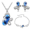Austrian Crystal Butterfly Necklace, Bracelet & Earrings Jewelry Set