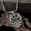 Stainless Steel Silver Vintage Double Dragon Pendant