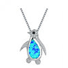925 Sterling Silver Cubic Zircon and Opal Penguin Necklace - Innovato Store