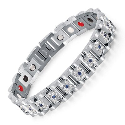 Rhinestone Bracelet for Women with Silver Plated Links