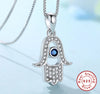 925 Sterling Silver Hamsa Hand with Blue Opal Pendant Necklace