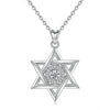 925 Sterling Silver Star of David with Cubic Zirconia Pendant Necklace