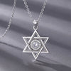 925 Sterling Silver Star of David with Cubic Zirconia Pendant Necklace