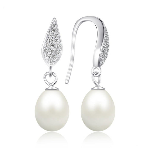 Freshwater White Pearl Dangle Earrings 925 Sterling Silver - Innovato Store