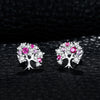 925 Sterling Silver Red Ruby Cubic Zirconia Tree Of Life Stud Earrings - Innovato Store