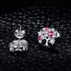 925 Sterling Silver Red Ruby Cubic Zirconia Tree Of Life Stud Earrings - Innovato Store
