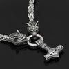Stainless Steel Wolf Head and Thor's Hammer Pendant Necklace for Men
