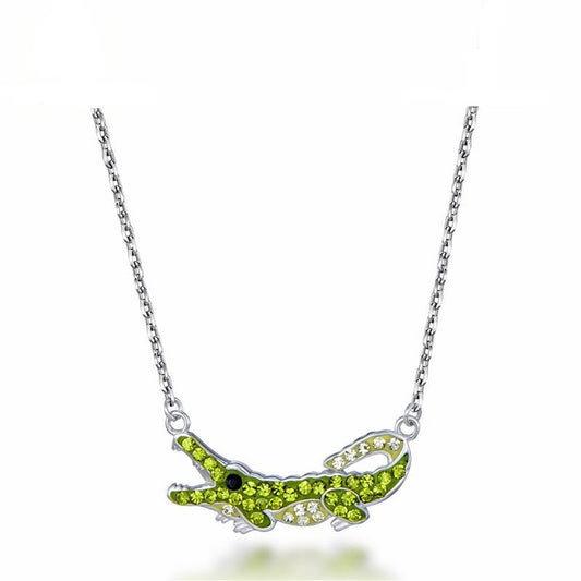 Green Crystal Crocodile Pendant Necklace Women’s Jewelry
