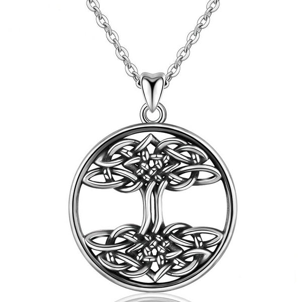 925 Sterling Silver Celtics Knot in a Tree Of Life Pendant Necklace