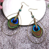 Peacock Nature Feather Stud Earrings for Women