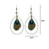 Peacock Nature Feather Stud Earrings for Women