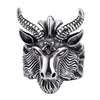 Gothic 316L Stainless Steel Bull with Pentagram Ring for Men