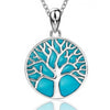 925 Sterling Silver with Glowing Enamel Tree of Life Pendant Necklace