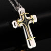 Gold and Silver Multi-layer Cross Pendant Necklace