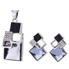 Crystal and Rhinestone Geometric Square Necklace & Stud Earrings Jewelry Set
