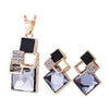 Crystal and Rhinestone Geometric Square Necklace & Stud Earrings Jewelry Set