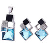 Crystal and Rhinestone Geometric Square Necklace & Stud Earrings Jewelry Set