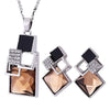 Crystal and Rhinestone Geometric Square Necklace & Stud Earrings Jewelry Set