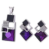Crystal and Rhinestone Geometric Square Necklace & Stud Earrings Jewelry Set