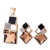 Crystal and Rhinestone Geometric Square Necklace & Stud Earrings Jewelry Set